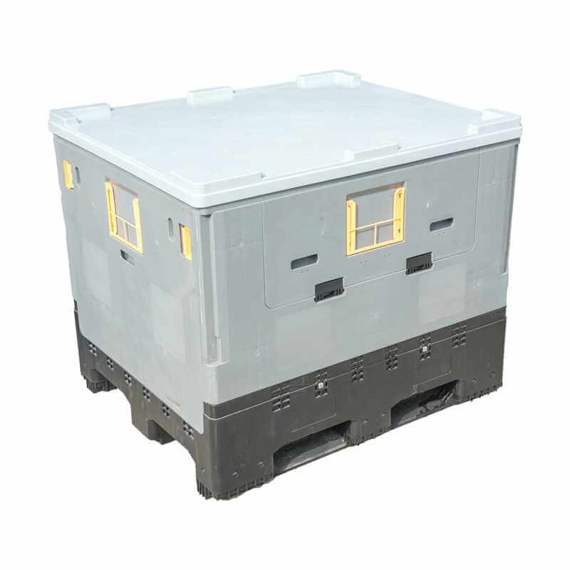 Folding Industrial Plastic Pallet Box with Lid