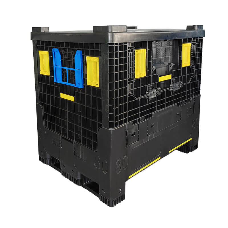 Black foldable plastic pallet box