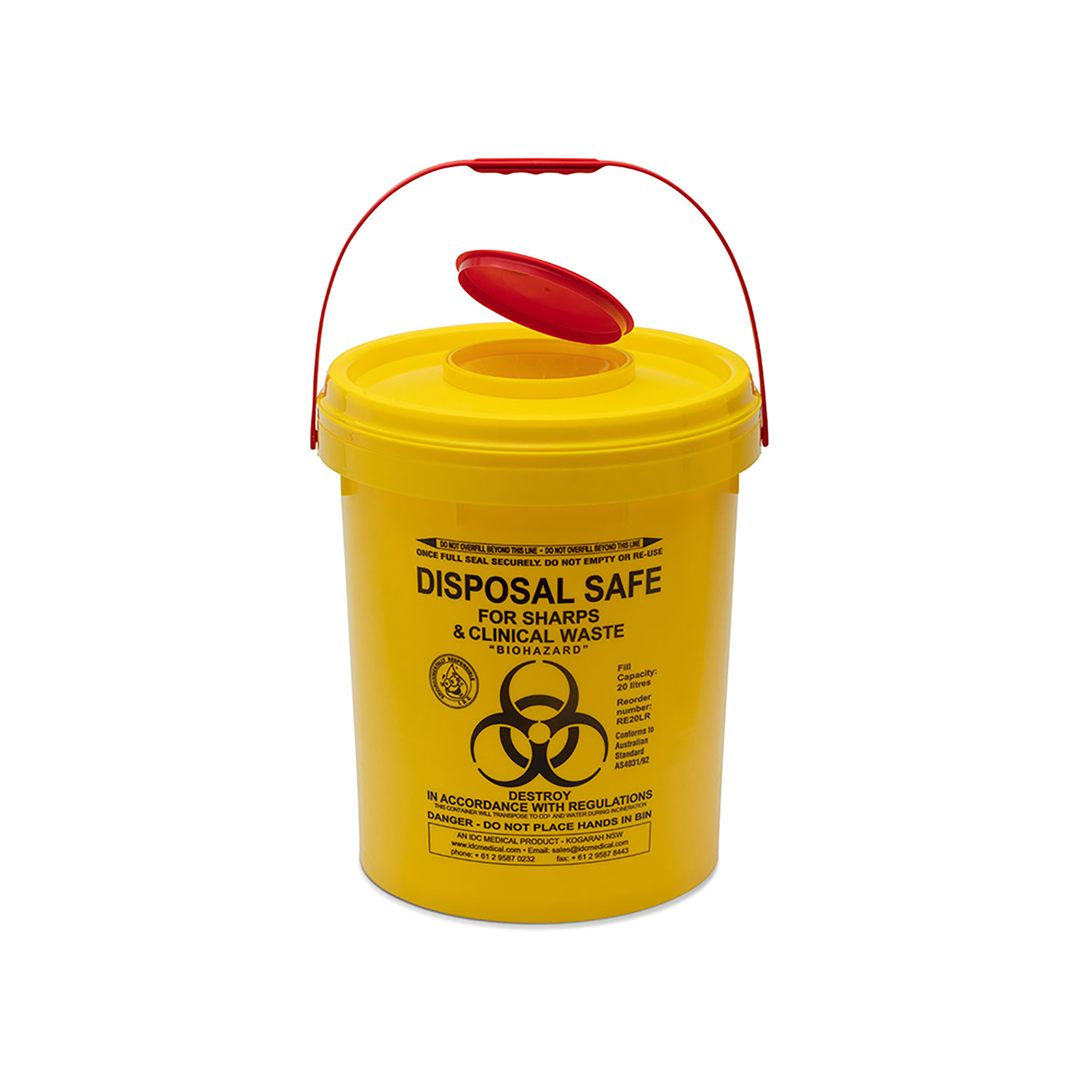 Plastic sharps box with round lid