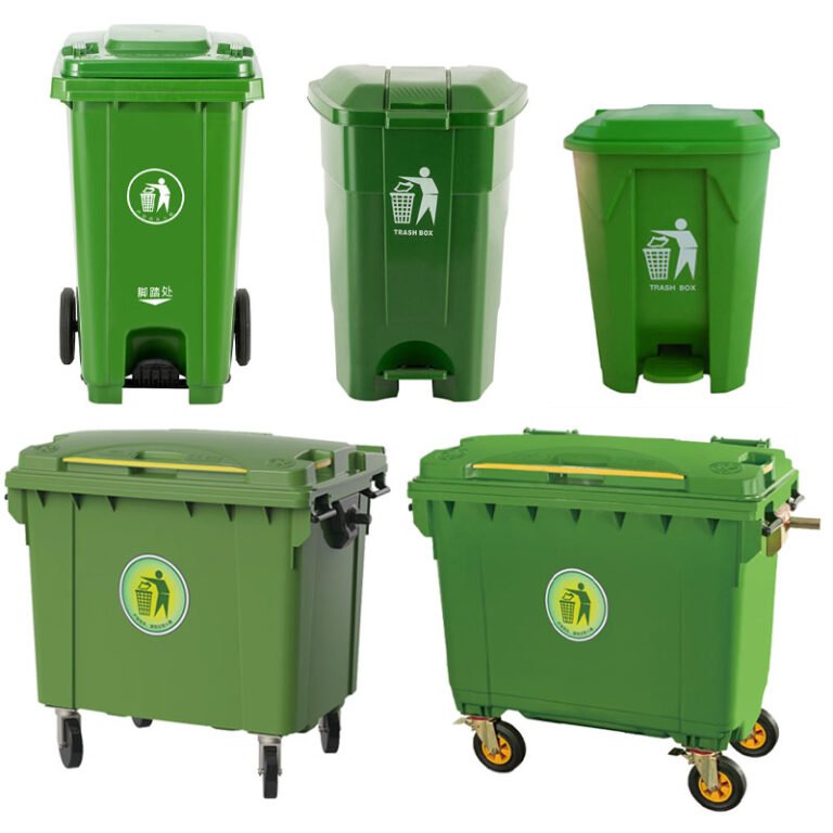 Plastic trash cans in various sizes