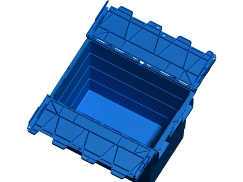 Blue attached - lid tote box, featuring heavy - duty and impact - resistant structure.