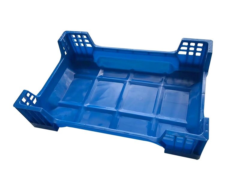 Blue plastic insect breeding box, vented, for professional farming.