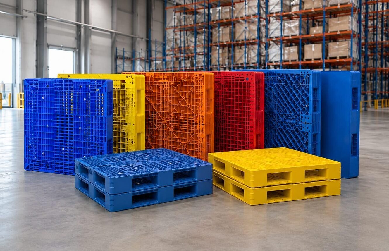 Hero Banner — plastic pallets in warehouse and export environment