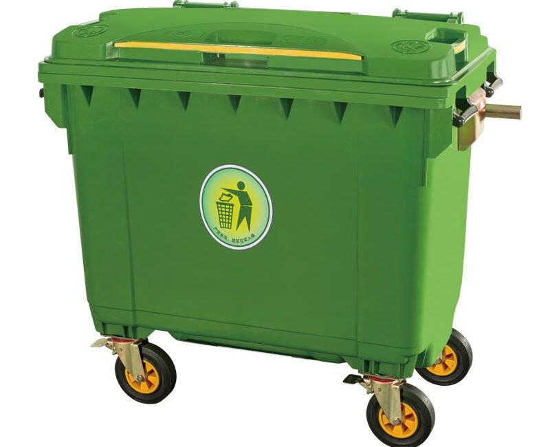 Green Wheeled Plastic Waste Bin 660L
